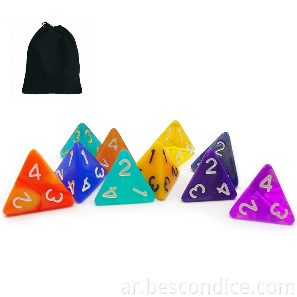 10 Count Assorted Random D4 Dice